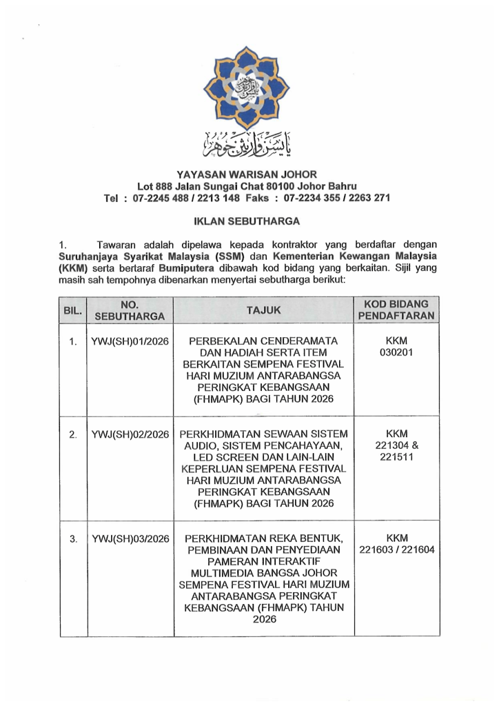 Iklan Sebut Harga FHMAPK 2026-1
